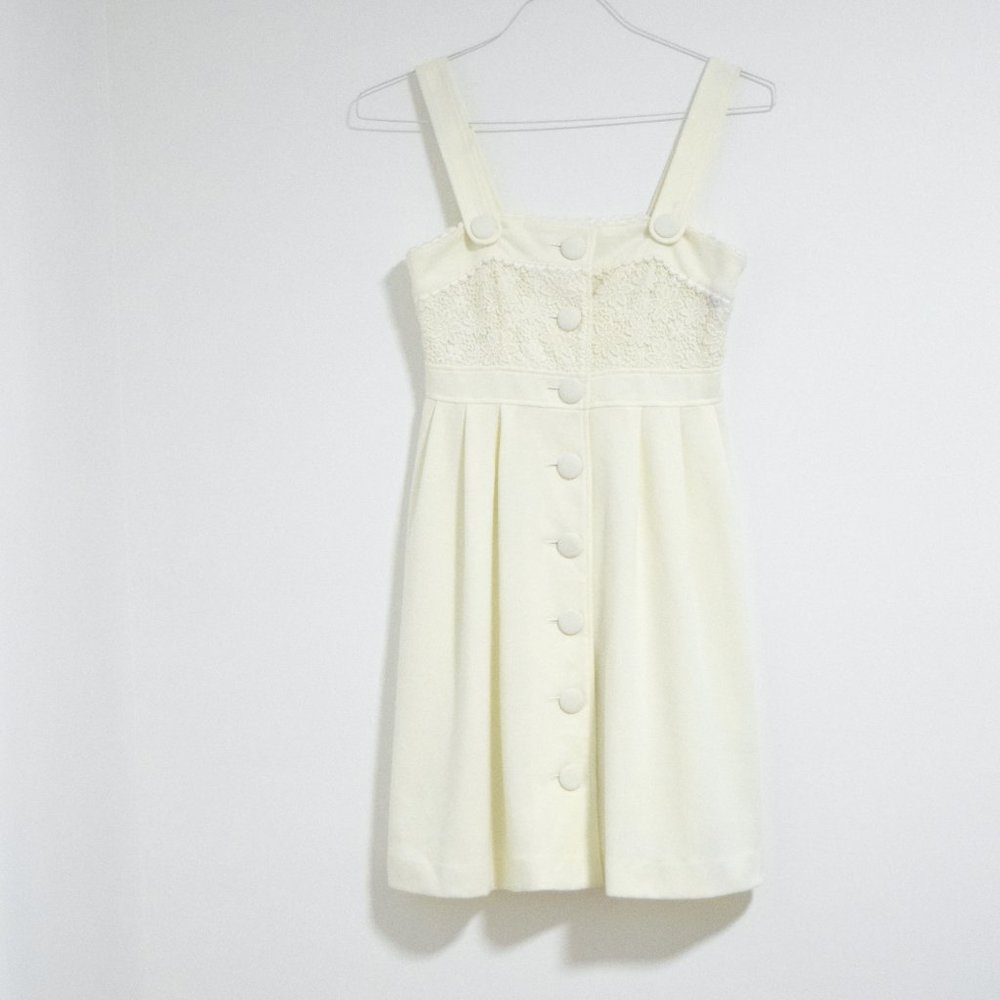 BROWNIE BEE Floral Lace Panel Oversized Button Babydoll Dress | Size M